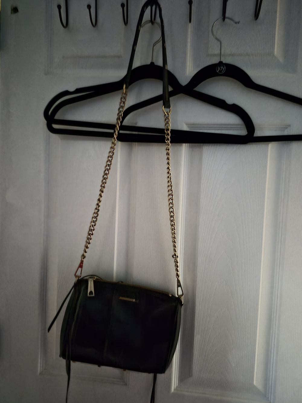 Rebecca Minkoff Black Leather Crossbody with Gold Chain Strap